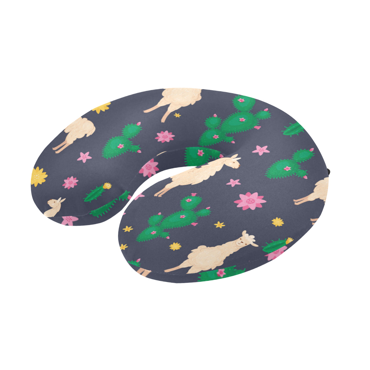 Llama Cactus Pattern Print Design 012 U-Shaped Travel Neck Pillow
