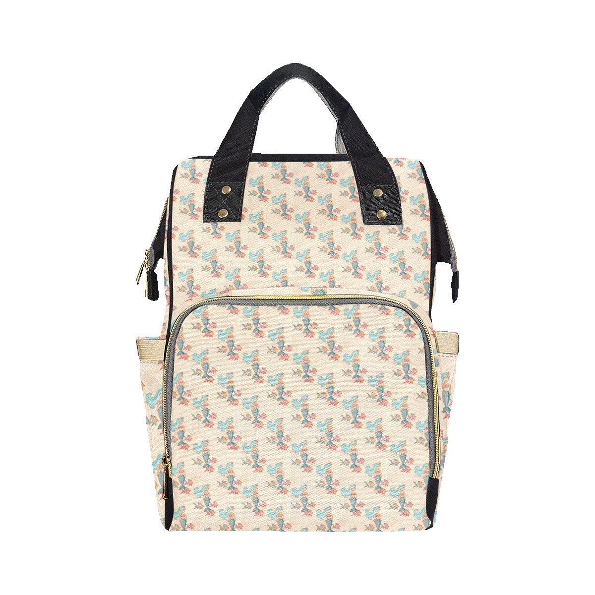 Mermaid Girl With Fish Design Print Diaper Bag Backpack