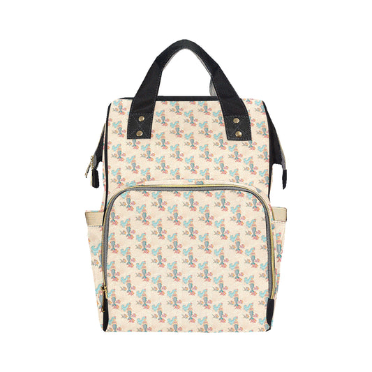 Mermaid Girl With Fish Design Print Diaper Bag Backpack