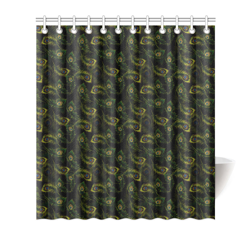 Peacock Feather Pattern Design Print Shower Curtain