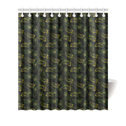 Peacock Feather Pattern Design Print Shower Curtain