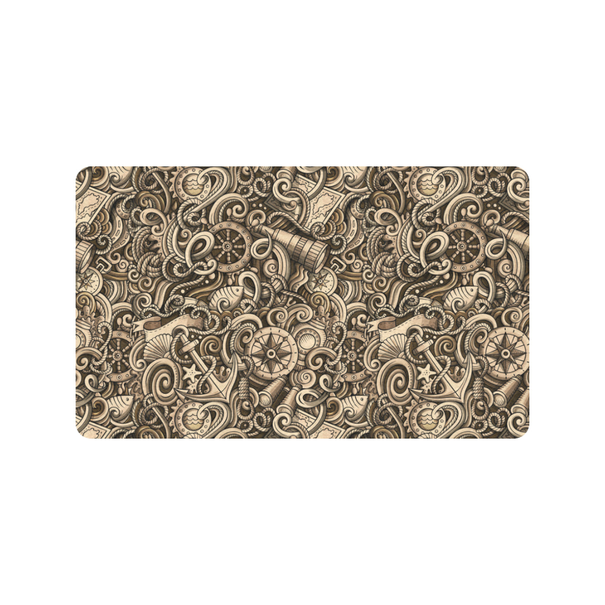 Nautical Tattoo Design Themed Print Rubber Doormat