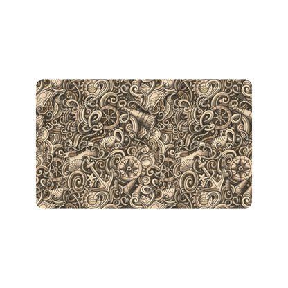 Nautical Tattoo Design Themed Print Rubber Doormat