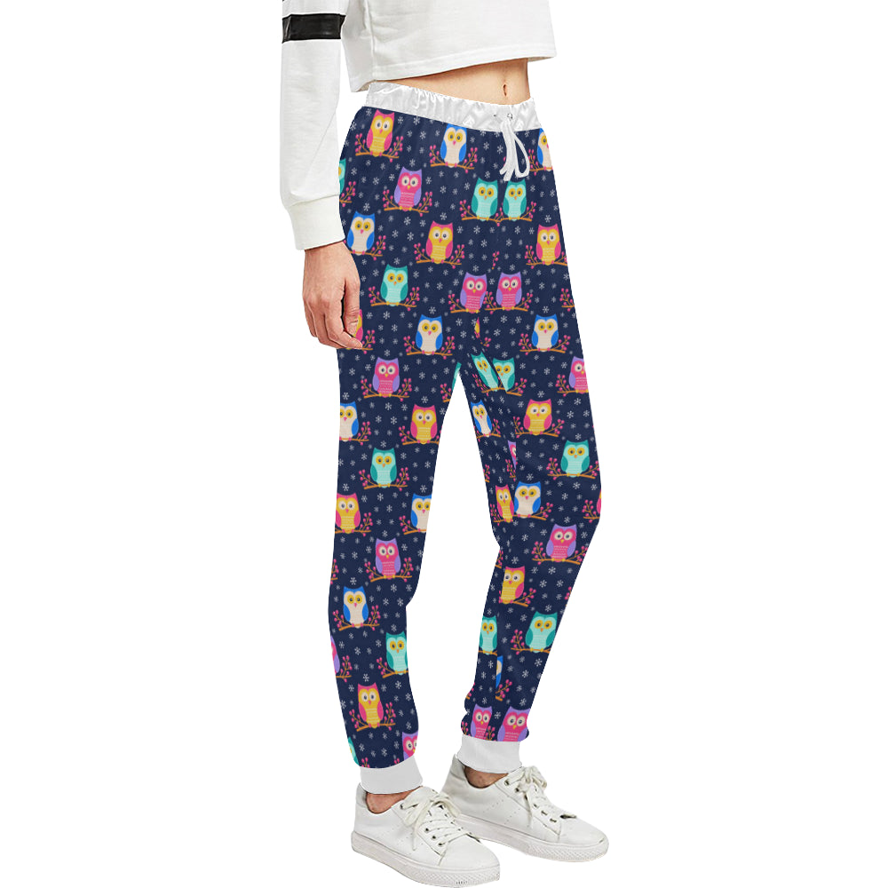 Owl Cute Themed Design Print Unisex Sweatpants