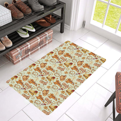 Western Cowboy Design Pattern Rubber Doormat