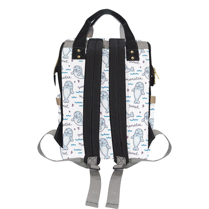 Manatee Baby Pattern Print Design 03 Diaper Bag Backpack