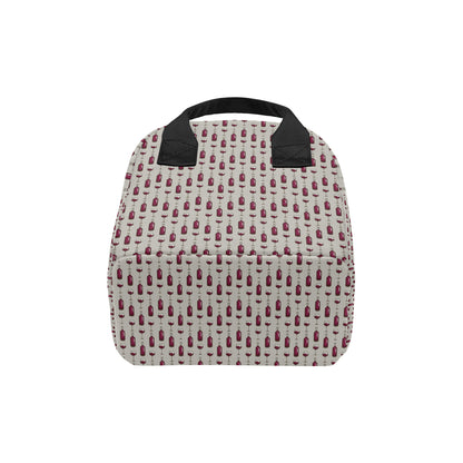 Wine Bottle Pattern Print Insulated Lunch Bag