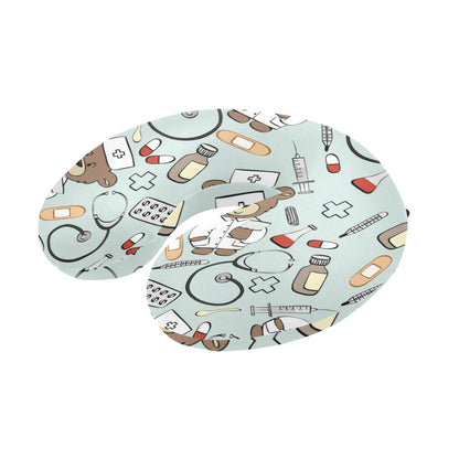 Nurse Bear Pattern Print Design A01 U-Shaped Travel Neck Pillow