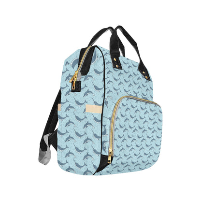 Narwhal Dolphin Print Diaper Bag Backpack