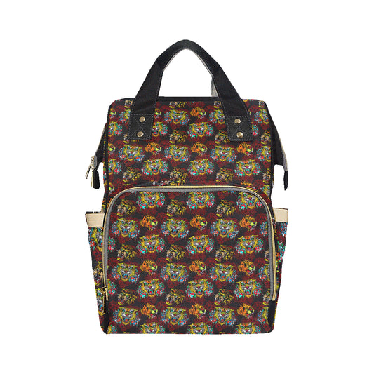 Tattoo Tiger Colorful Design Diaper Bag Backpack