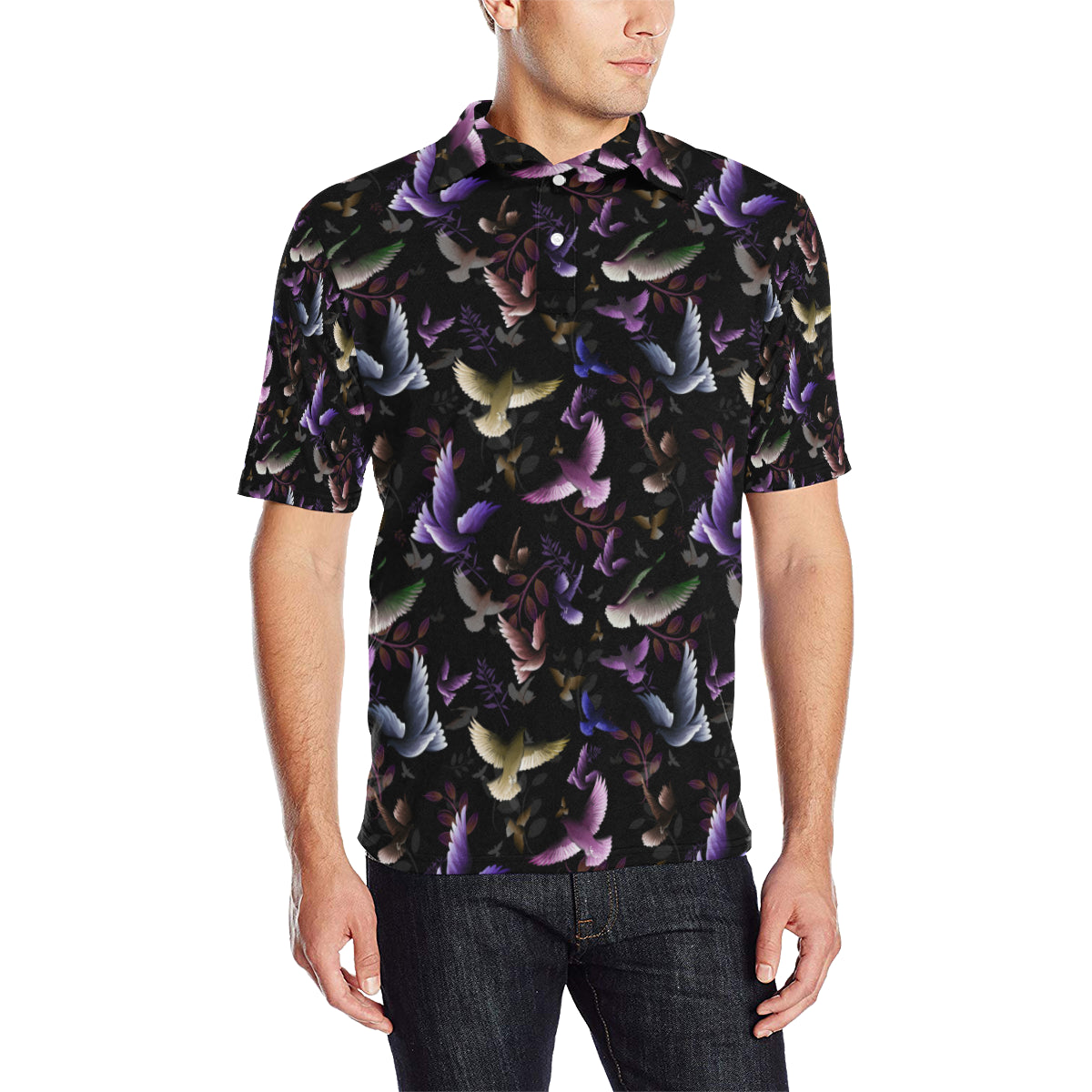 Pigeon Pattern Print Design 01 Men Polo Shirt