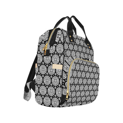 Calendar Aztec White Black Print Pattern Diaper Bag Backpack
