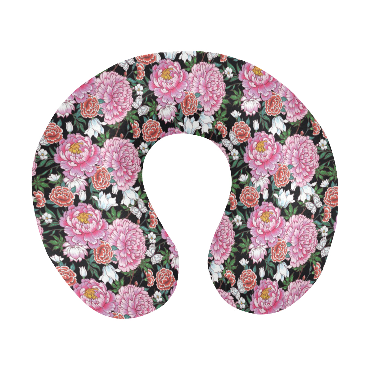 Dahlia Pattern Print Design 02 U-Shaped Travel Neck Pillow