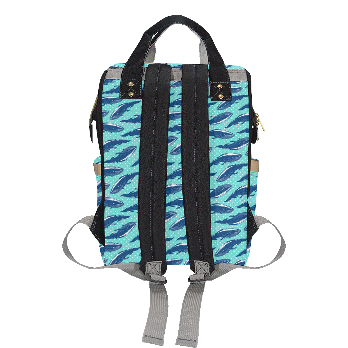 Whale Polka Dot Design Themed Print Diaper Bag Backpack
