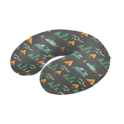 Camping Tent Pattern Print Design 03 U-Shaped Travel Neck Pillow