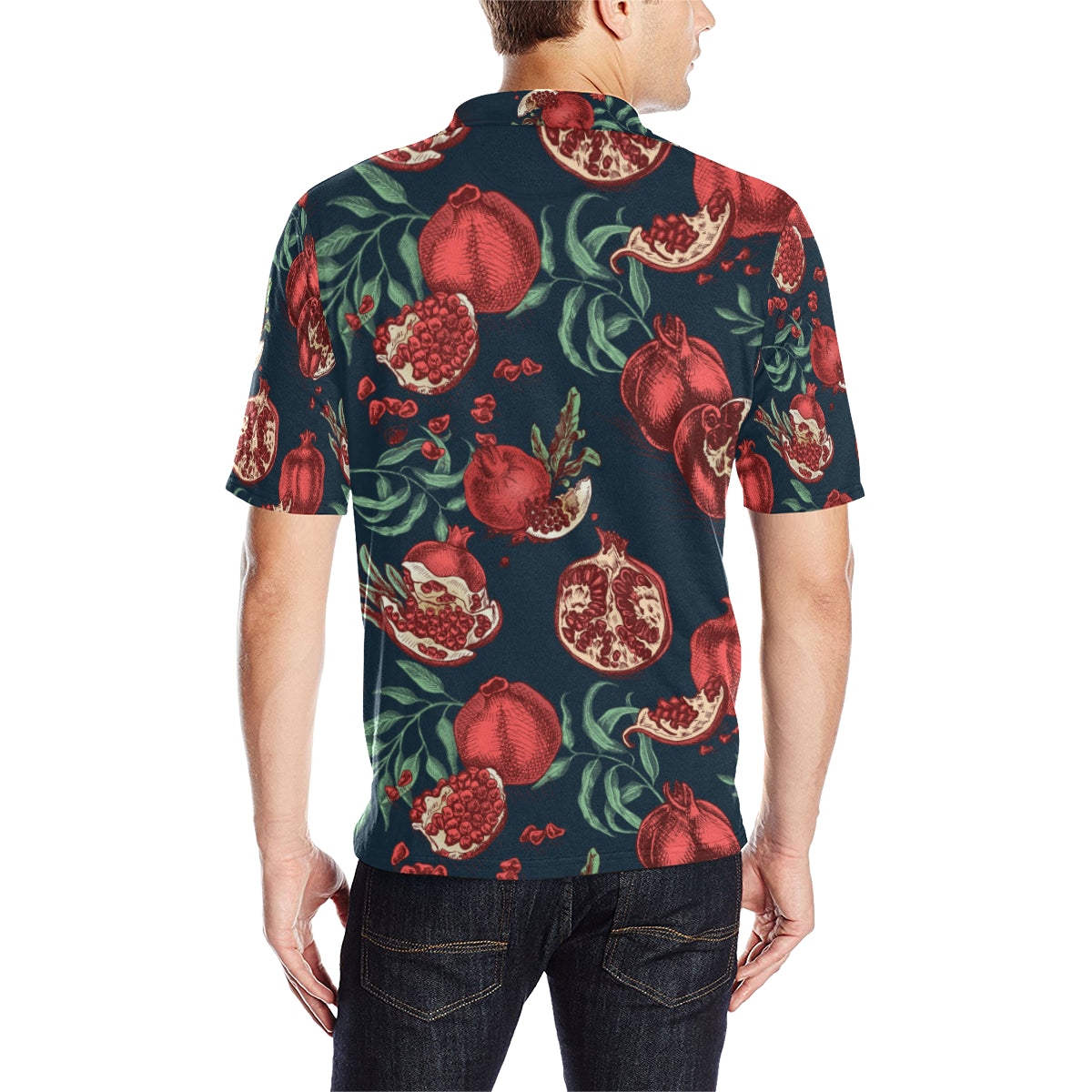 Pomegranate Pattern Print Design PG04 Men Polo Shirt