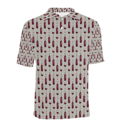 Wine Bottle Pattern Print Men Polo Shirt