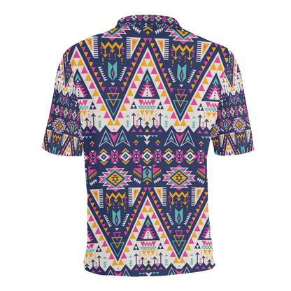 Pink Tribal Aztec native american Men Polo Shirt