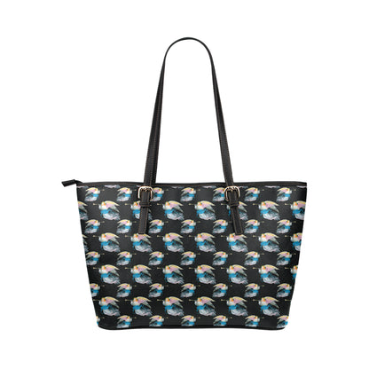 Angel with Wings Beautiful Design Print Leather Tote Bag
