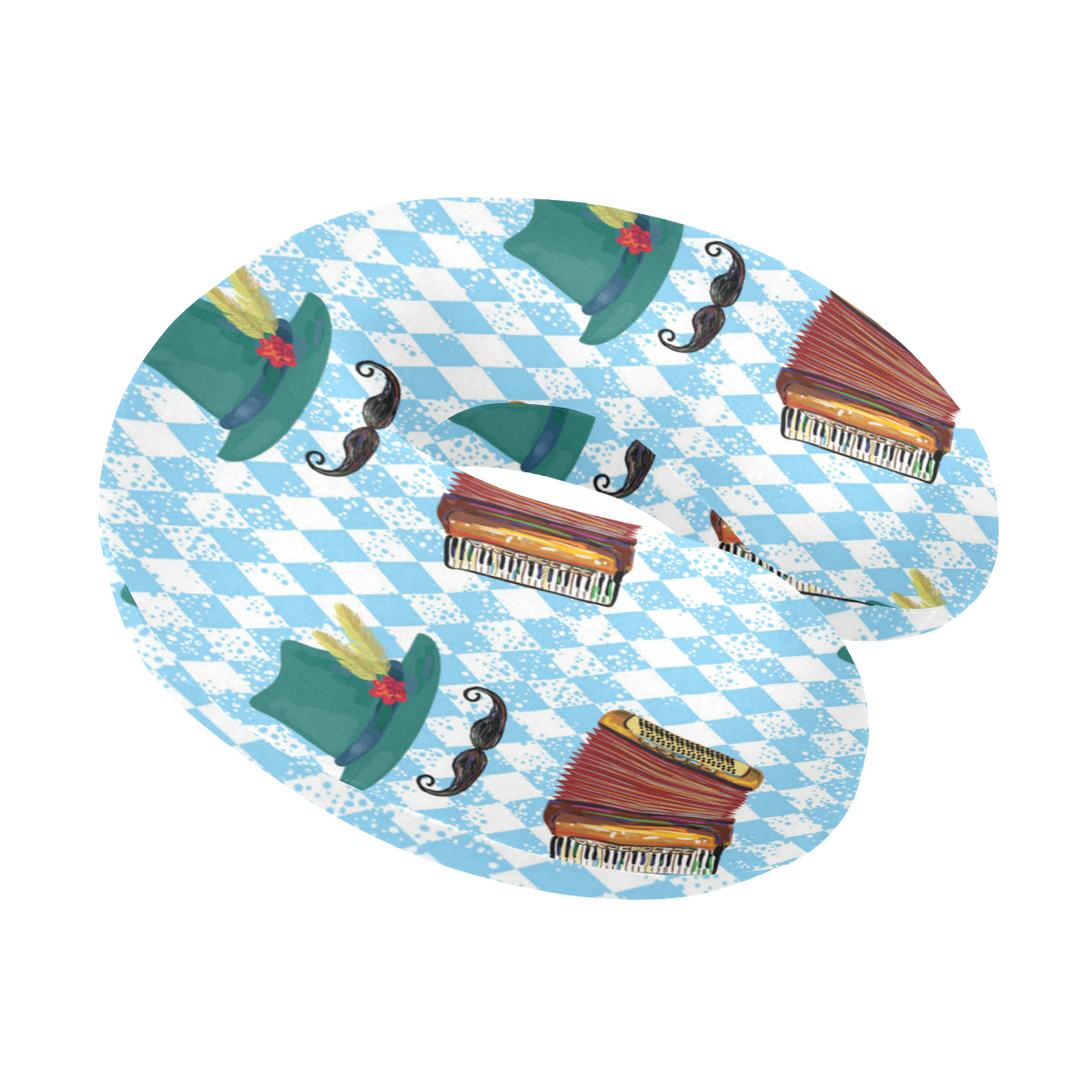 Accordion Mustache Pattern Print Design 01 U-Shaped Travel Neck Pillow
