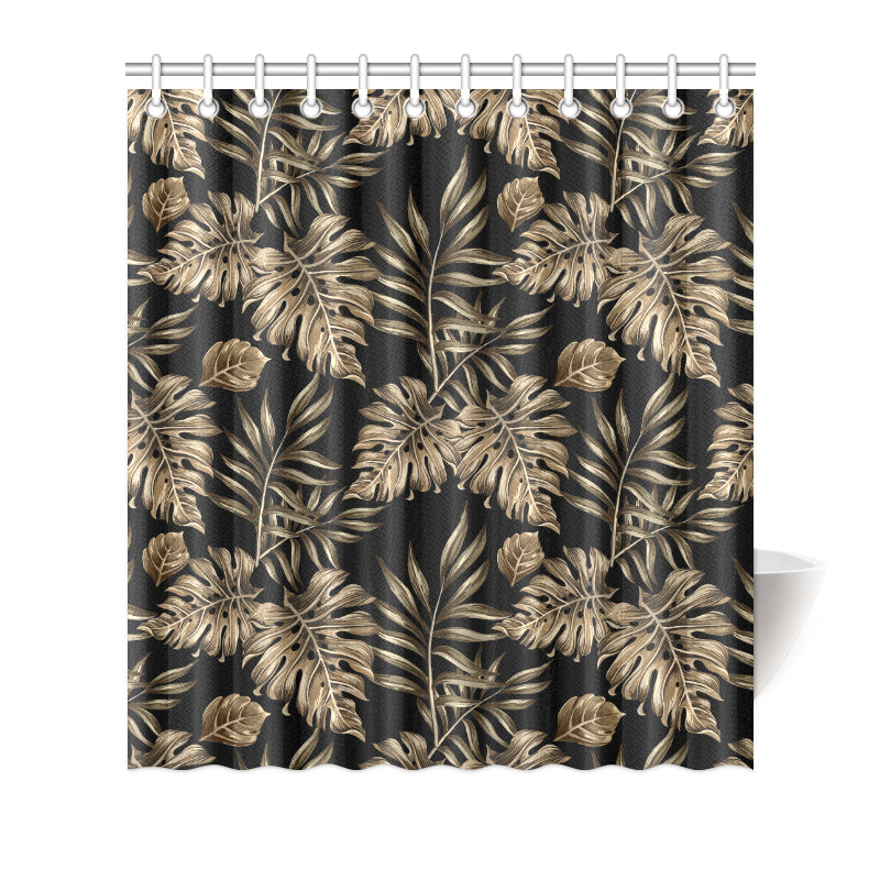 Brown Tropical Palm Leaves Shower Curtain