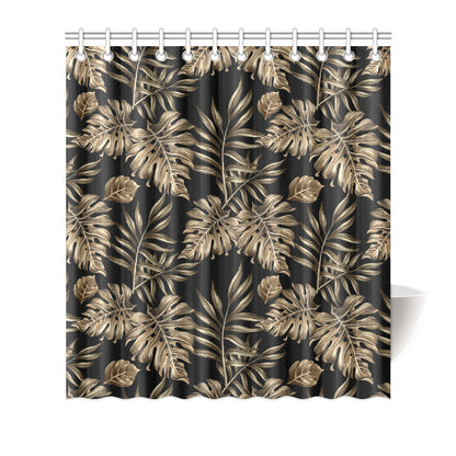 Brown Tropical Palm Leaves Shower Curtain