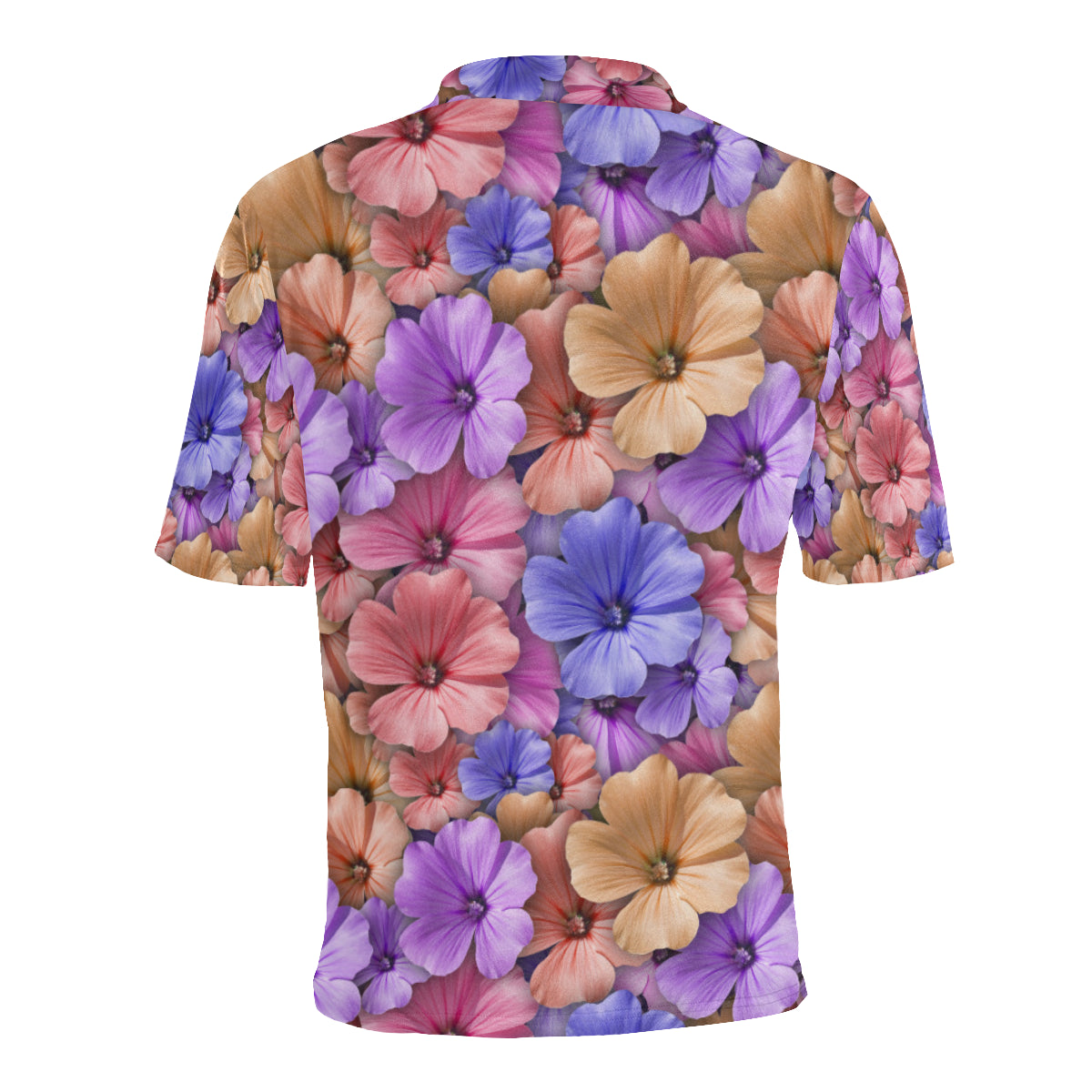 Colorful Geranium Pattern Men Polo Shirt