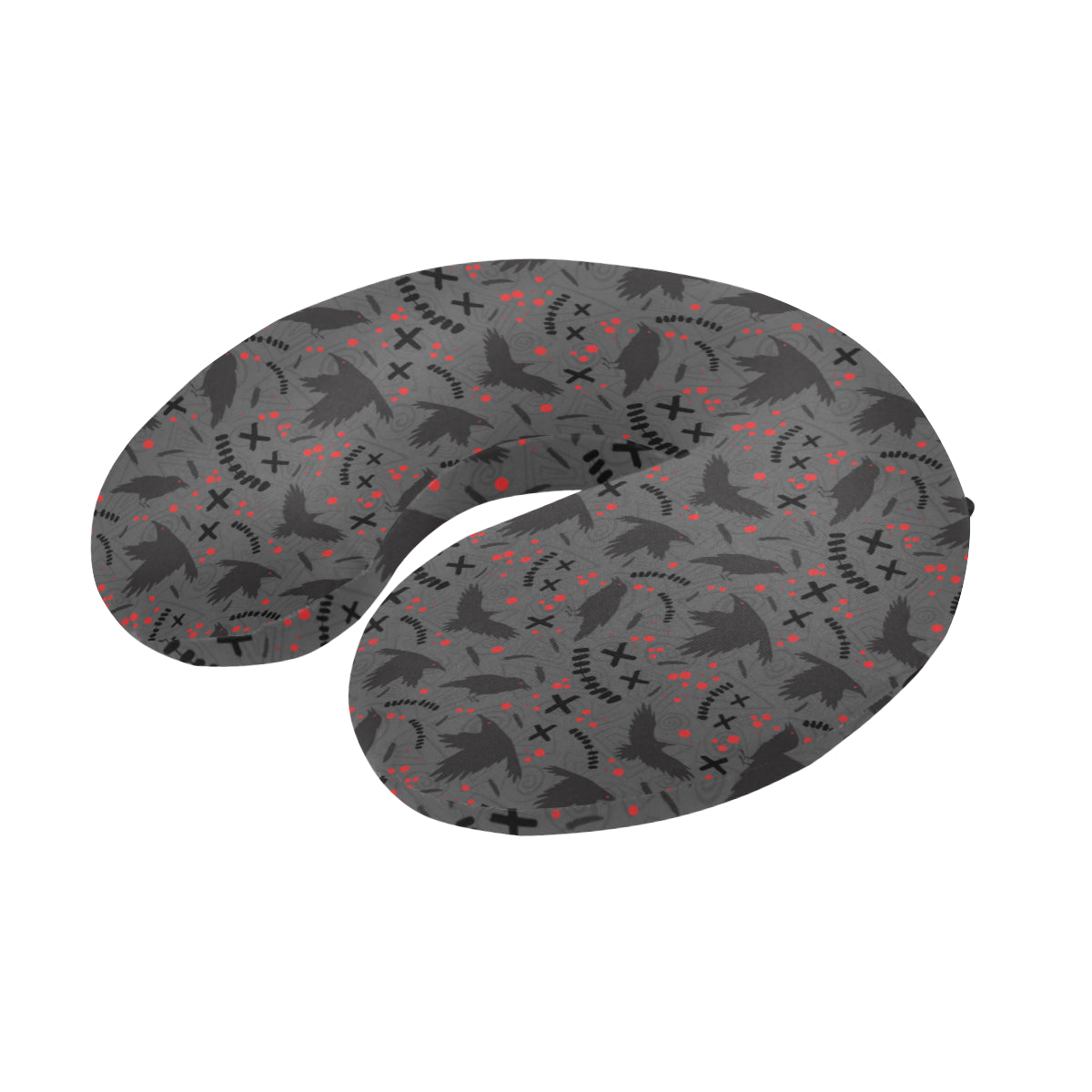 Crow Pattern Print Design 02 U-Shaped Travel Neck Pillow