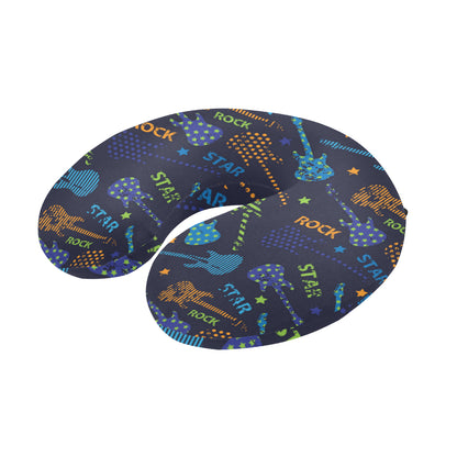 Rock and Roll Pattern Print Design A04 U-Shaped Travel Neck Pillow