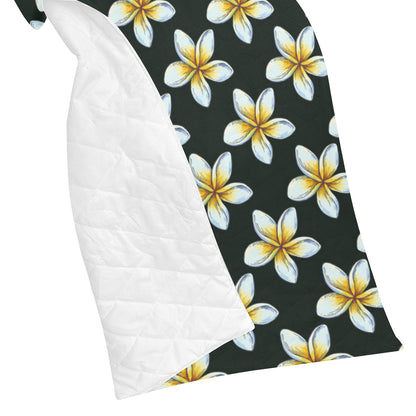White Plumeria Pattern Print Design PM022 Premium Quilt