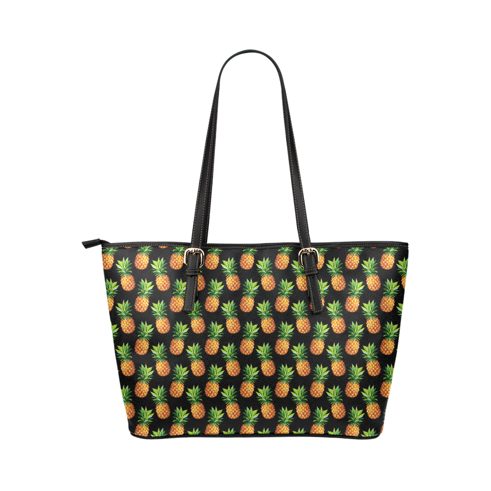 Pineapple Cute Print Design Pattern Leather Tote Bag