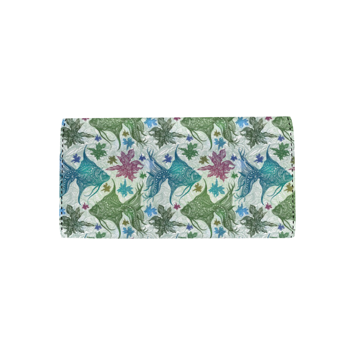 Angelfish Tribal Pattern Print Design 01 Women's Trifold Wallet