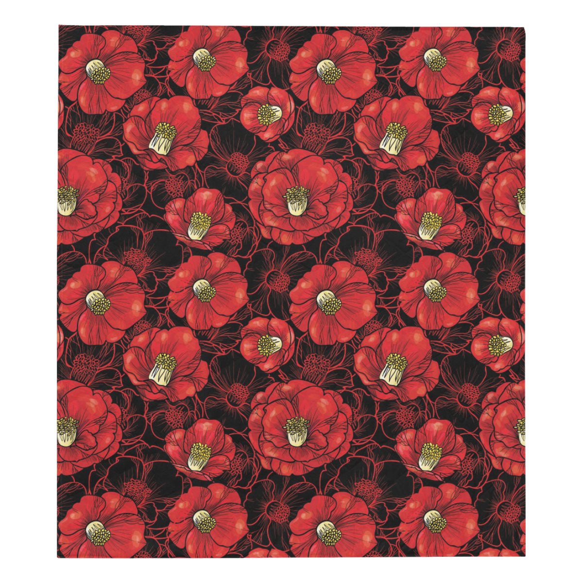 Camellia Pattern Print Design CM06 Premium Quilt
