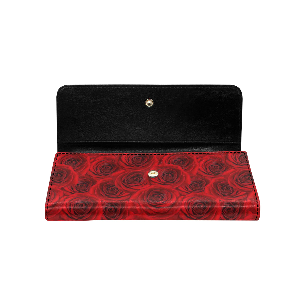 Rose Red Pattern Print Design RO04 Women's Trifold Wallet
