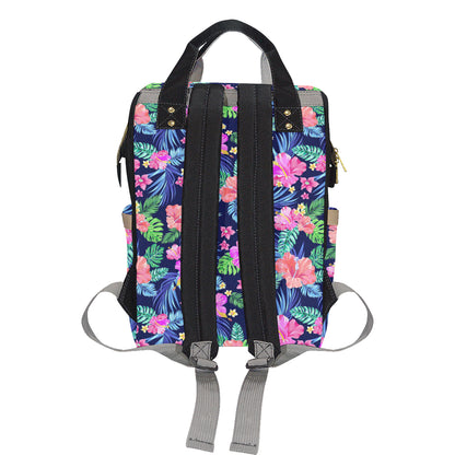 Neon Hibiscus Pattern Print Design HB016 Diaper Bag Backpack
