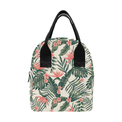 Tropical Flower Palm Leaves Insulated Lunch Bag