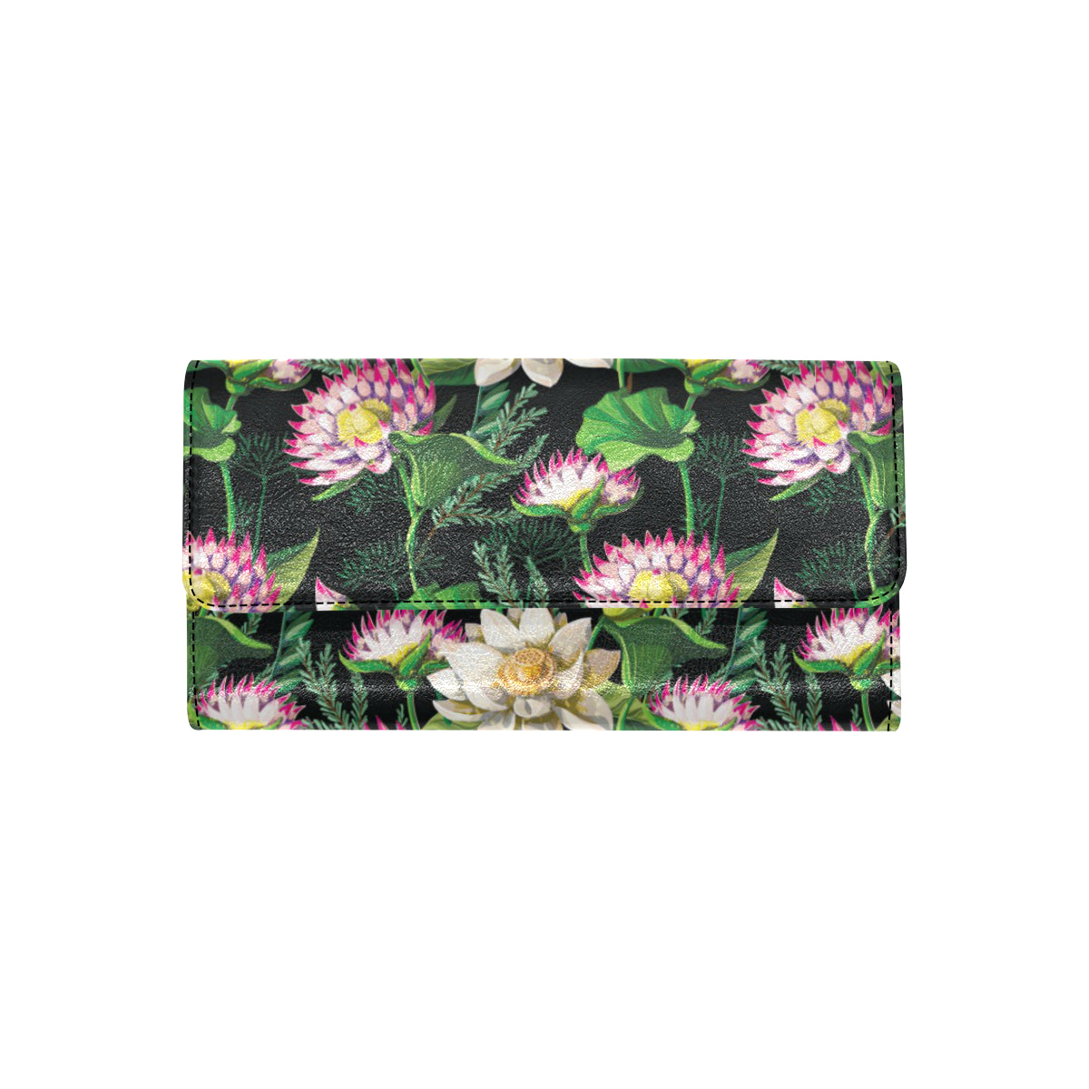 Water Lily Pattern Print Design WL010 Women's Trifold Wallet