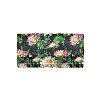 Water Lily Pattern Print Design WL010 Women's Trifold Wallet