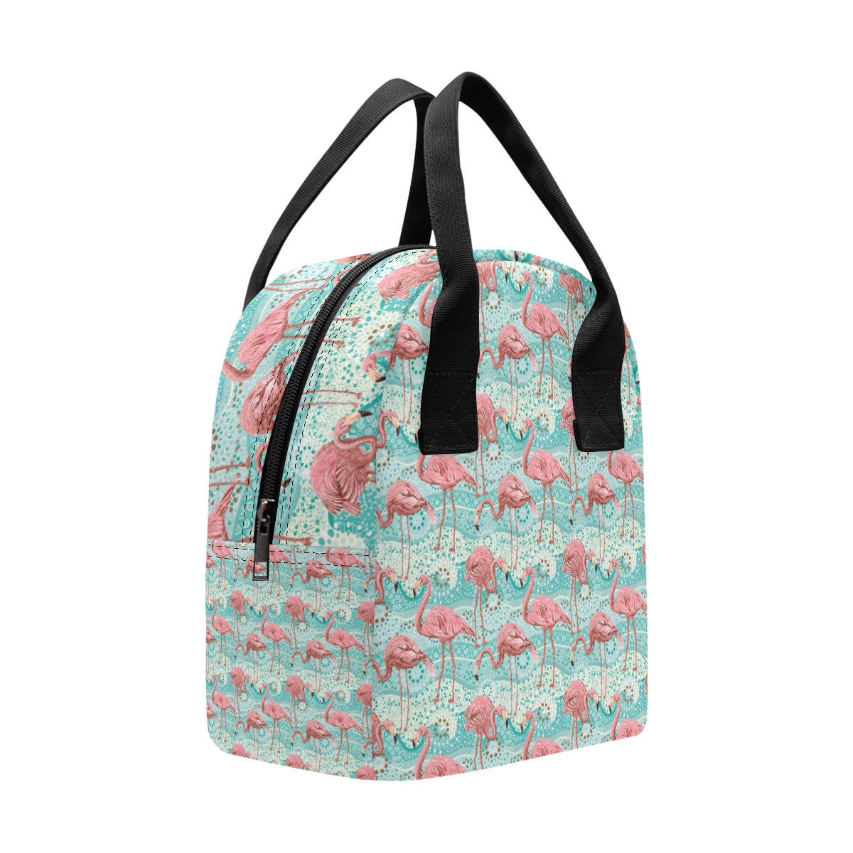 Flamingo Background Themed Print Insulated Lunch Bag