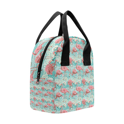 Flamingo Background Themed Print Insulated Lunch Bag