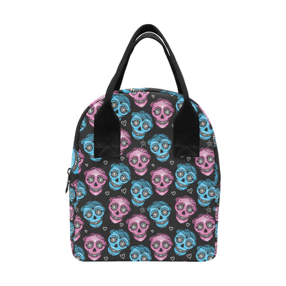 Day of the Dead Skull Print Pattern Insulated Lunch Bag
