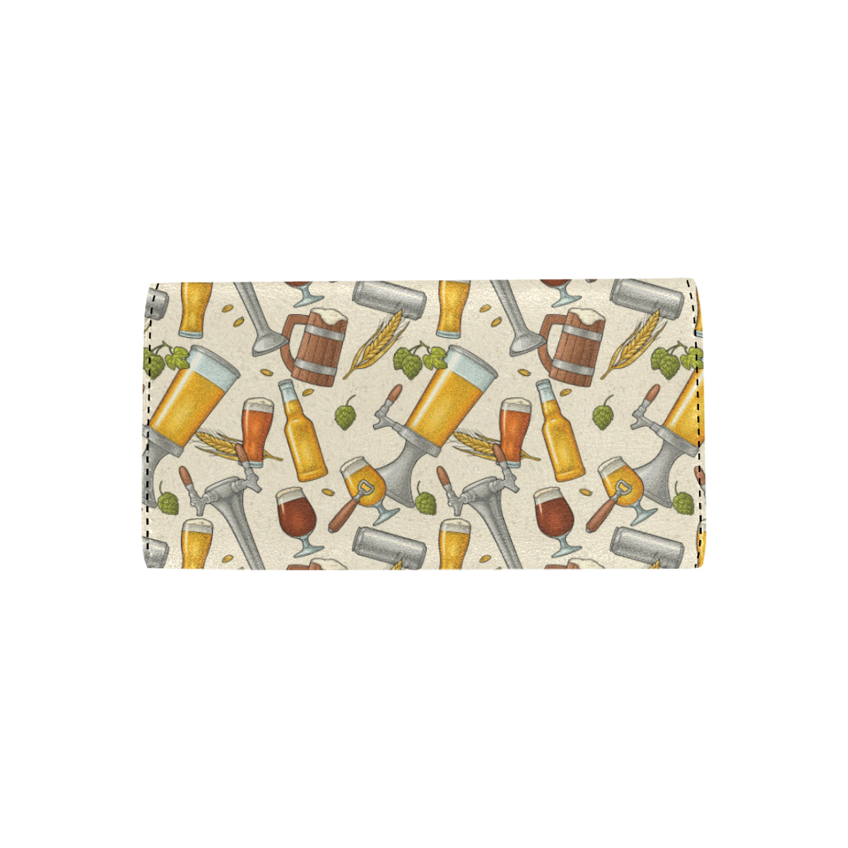 Beer Pattern Print Design 05 Women's Trifold Wallet