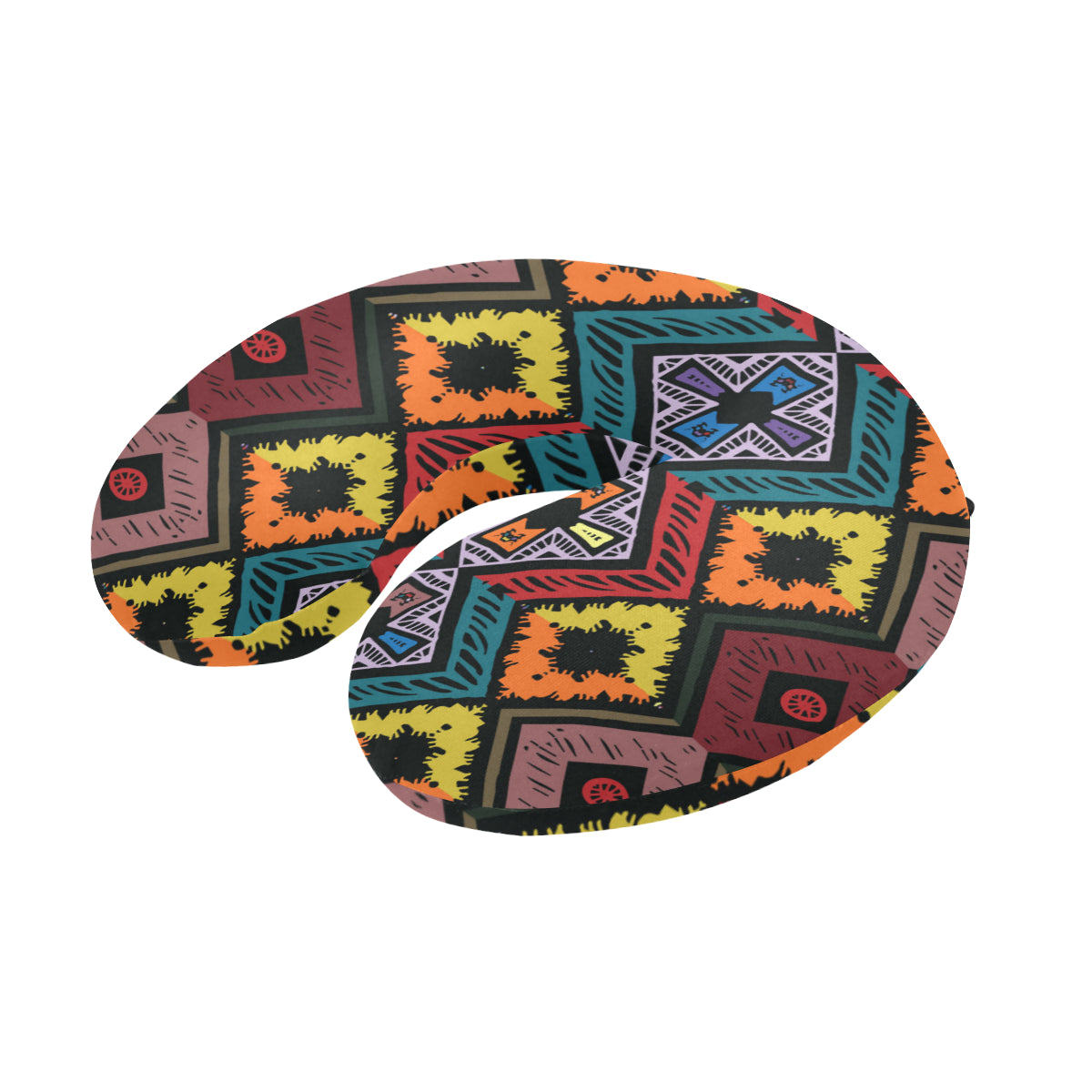 African Pattern Print Design 08 U-Shaped Travel Neck Pillow