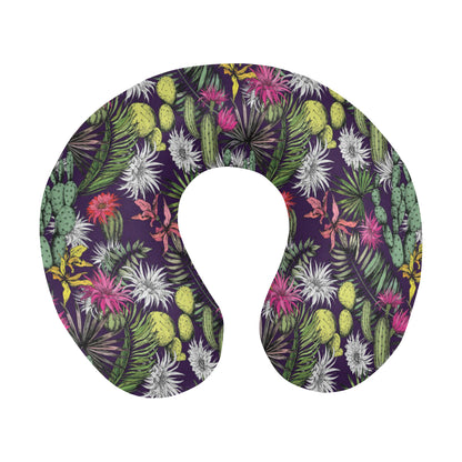 Cactus Pattern Print Design 08 U-Shaped Travel Neck Pillow