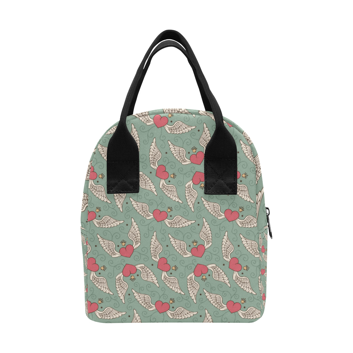 Angel Wings Heart Design Themed Print Insulated Lunch Bag