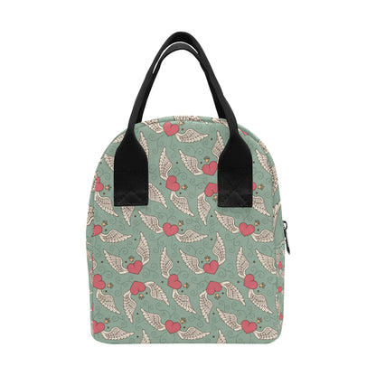 Angel Wings Heart Design Themed Print Insulated Lunch Bag