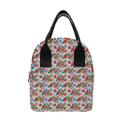 Sugar Skull Colorful Themed Print Insulated Lunch Bag