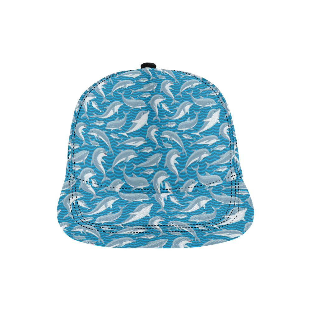 Dolphin Cute Print Pattern Snapback Cap