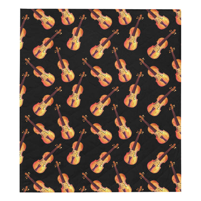 Violin Pattern Print Design 04 Premium Quilt