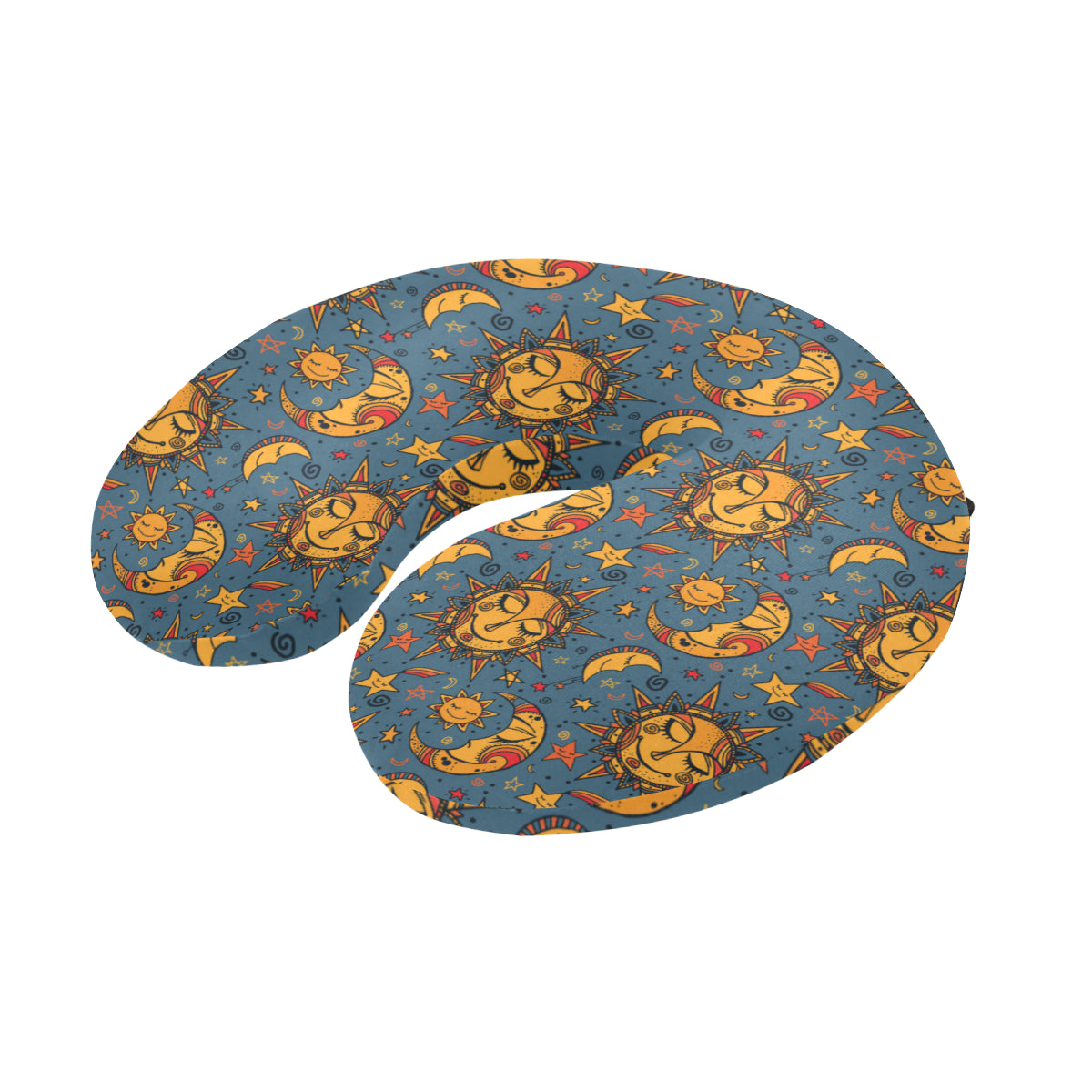 Celestial Moon Sun Pattern Print Design 02 U-Shaped Travel Neck Pillow